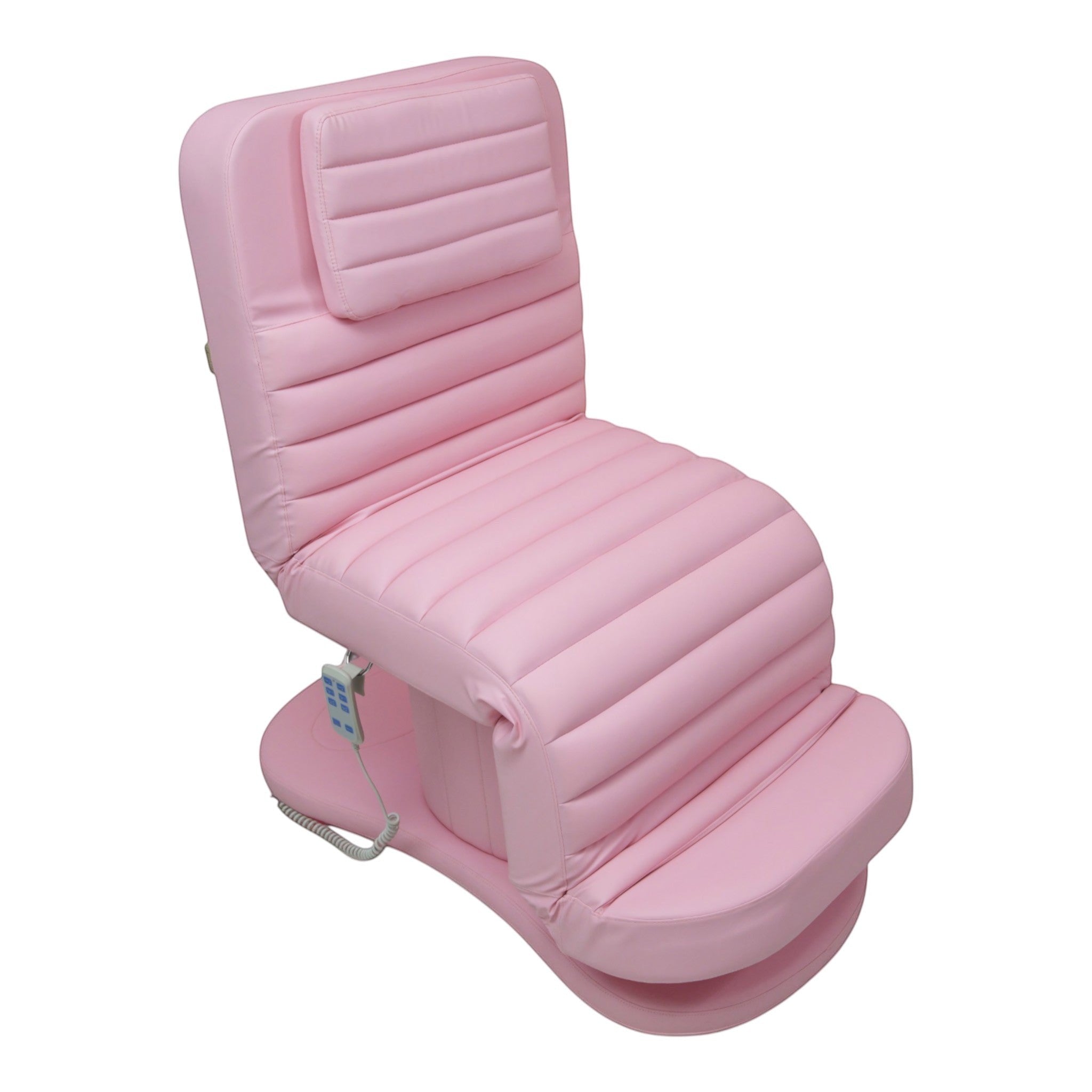 MK BEAUTY BED premium electric salon bed in soft pink PU leather with adjustable backrest and handheld remote control