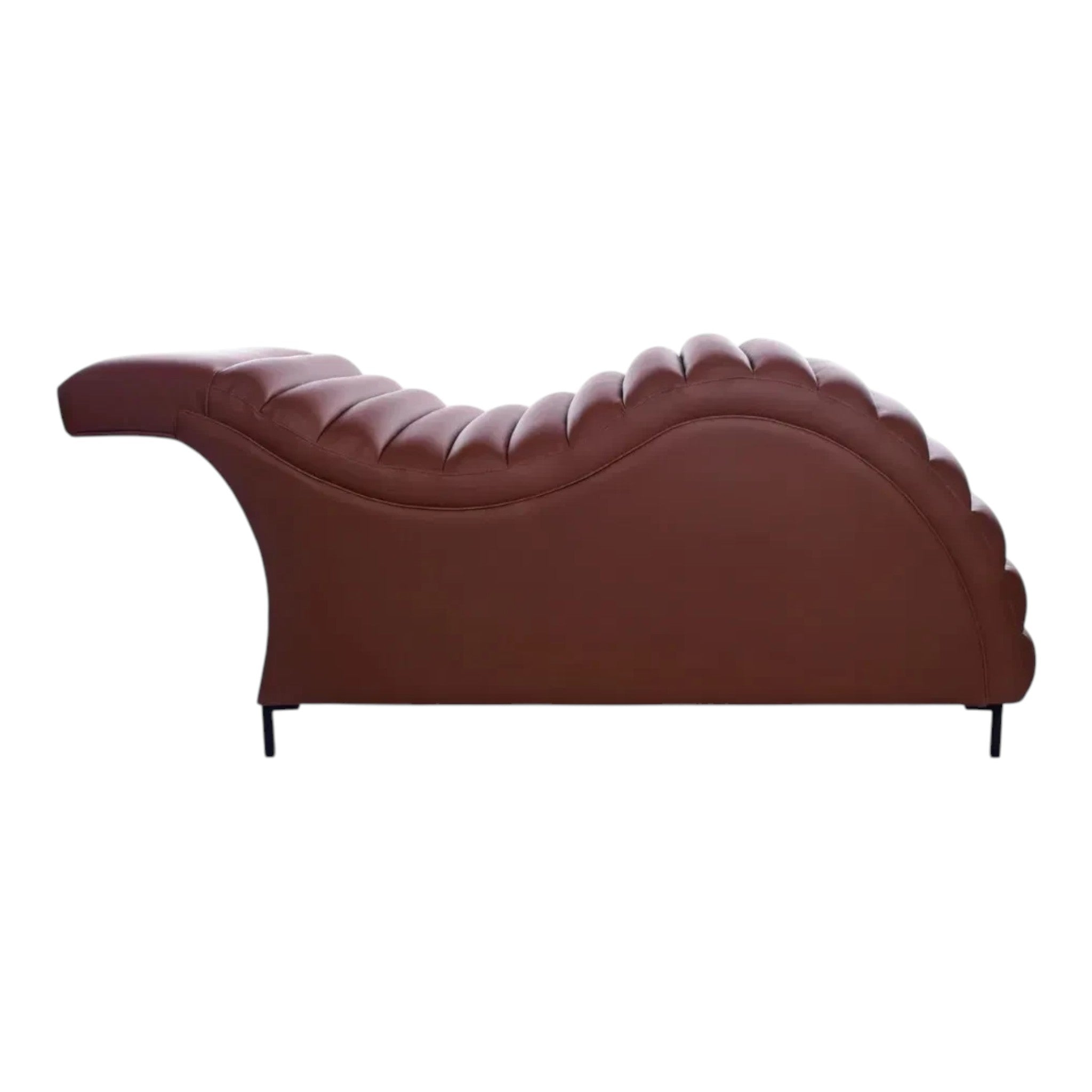 MK BEAUTY BED Plush Curved Bed in brown leather with an ergonomic silhouette for professional salon treatments.
