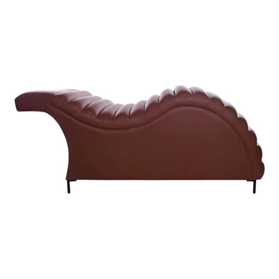 MK BEAUTY BED Plush Curved Bed in brown leather with an ergonomic silhouette for professional salon treatments.
