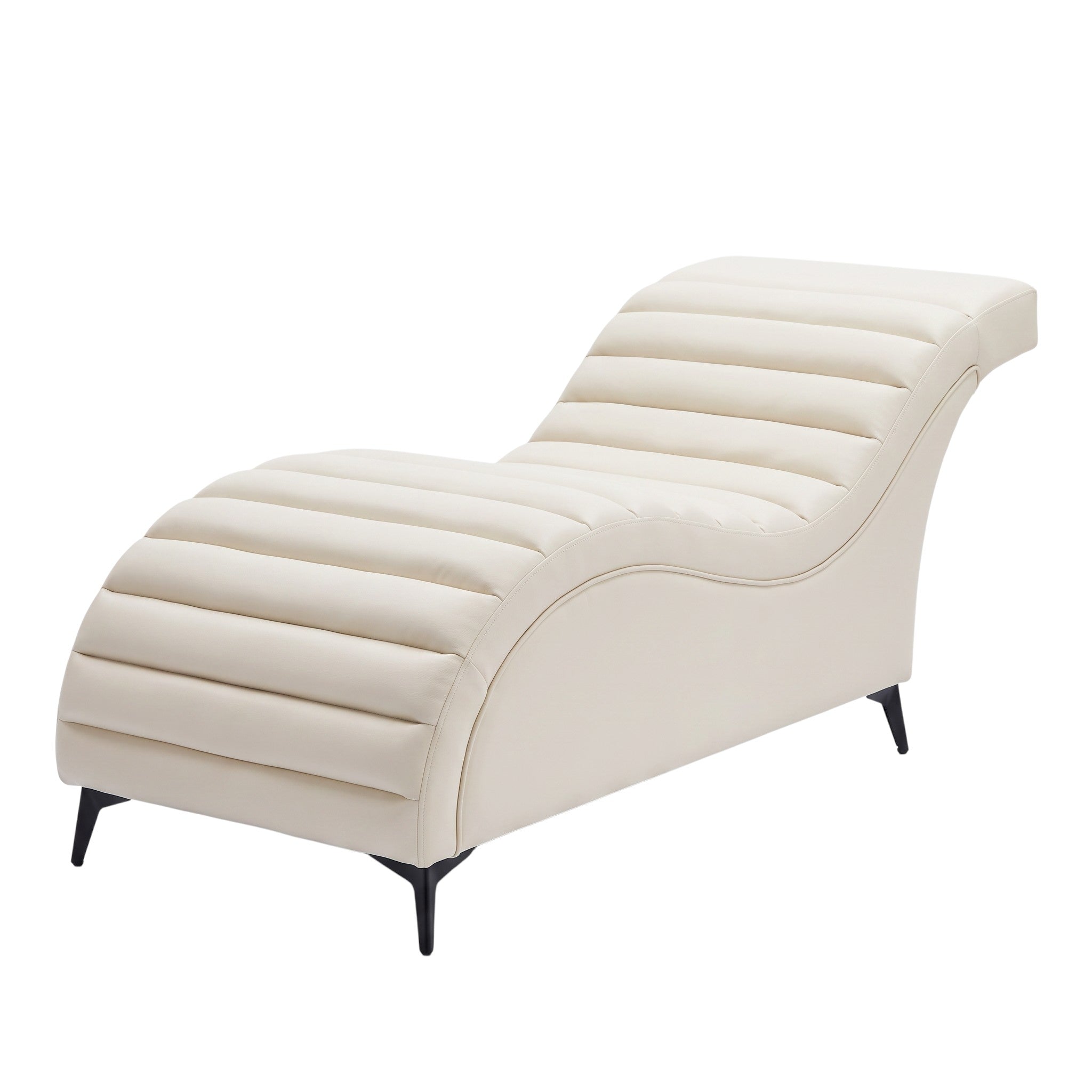MK BEAUTY BED Plush Curved Bed in cream leather with an ergonomic silhouette and high-density foam cushioning.