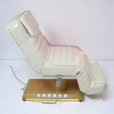 MK BEAUTY BED luxury electric treatment bed in cream PU leather with remote control and protective cover