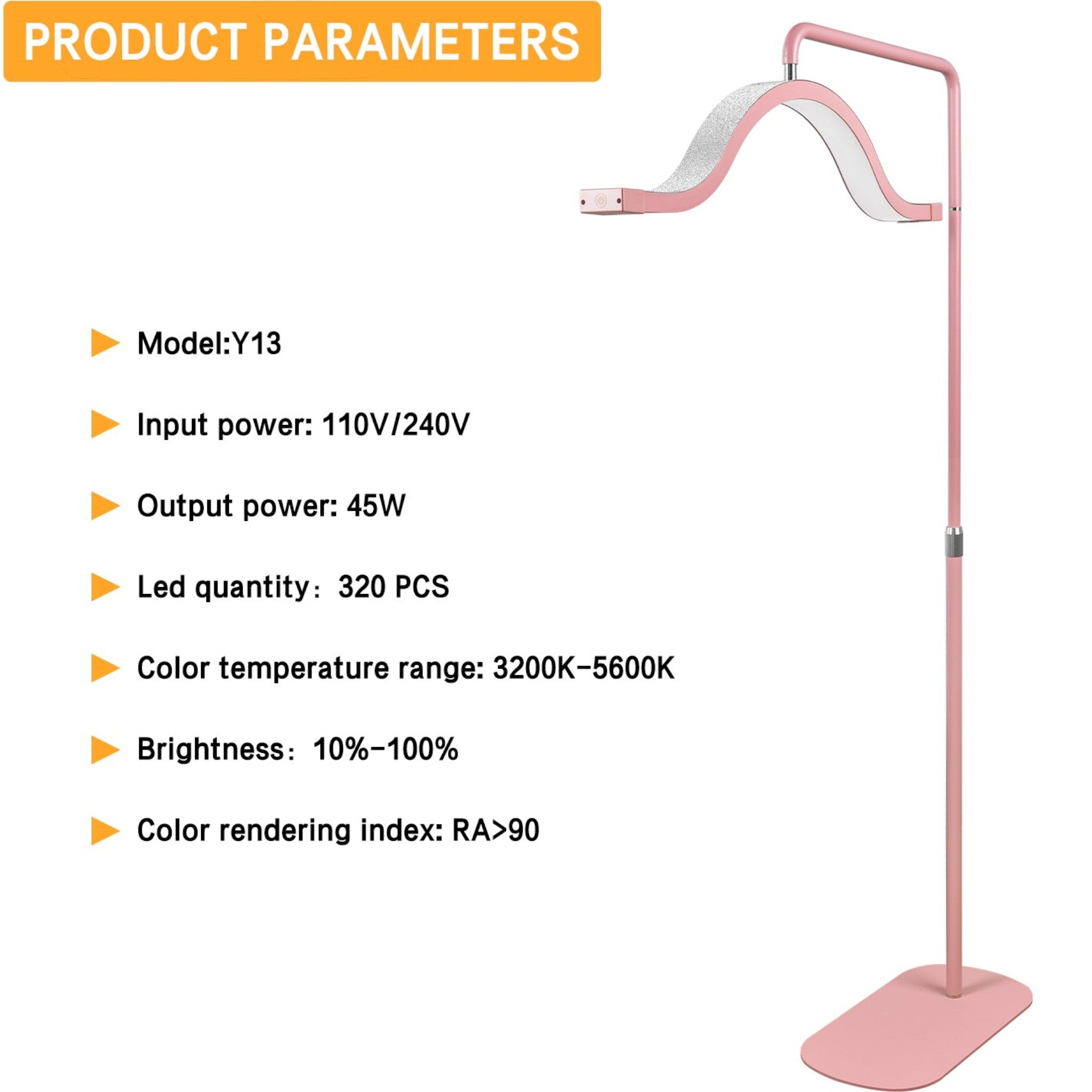MK BEAUTY BED pink cloud LED light with adjustable stand and touch controls for professional beauty treatments
