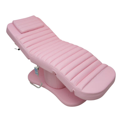 MK BEAUTY BED premium electric salon bed in pink PU leather with adjustable backrest and handheld remote control
