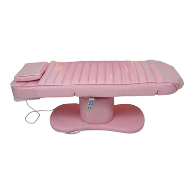 MK BEAUTY BED premium electric salon treatment bed in pink PU leather with handheld remote and protective cover