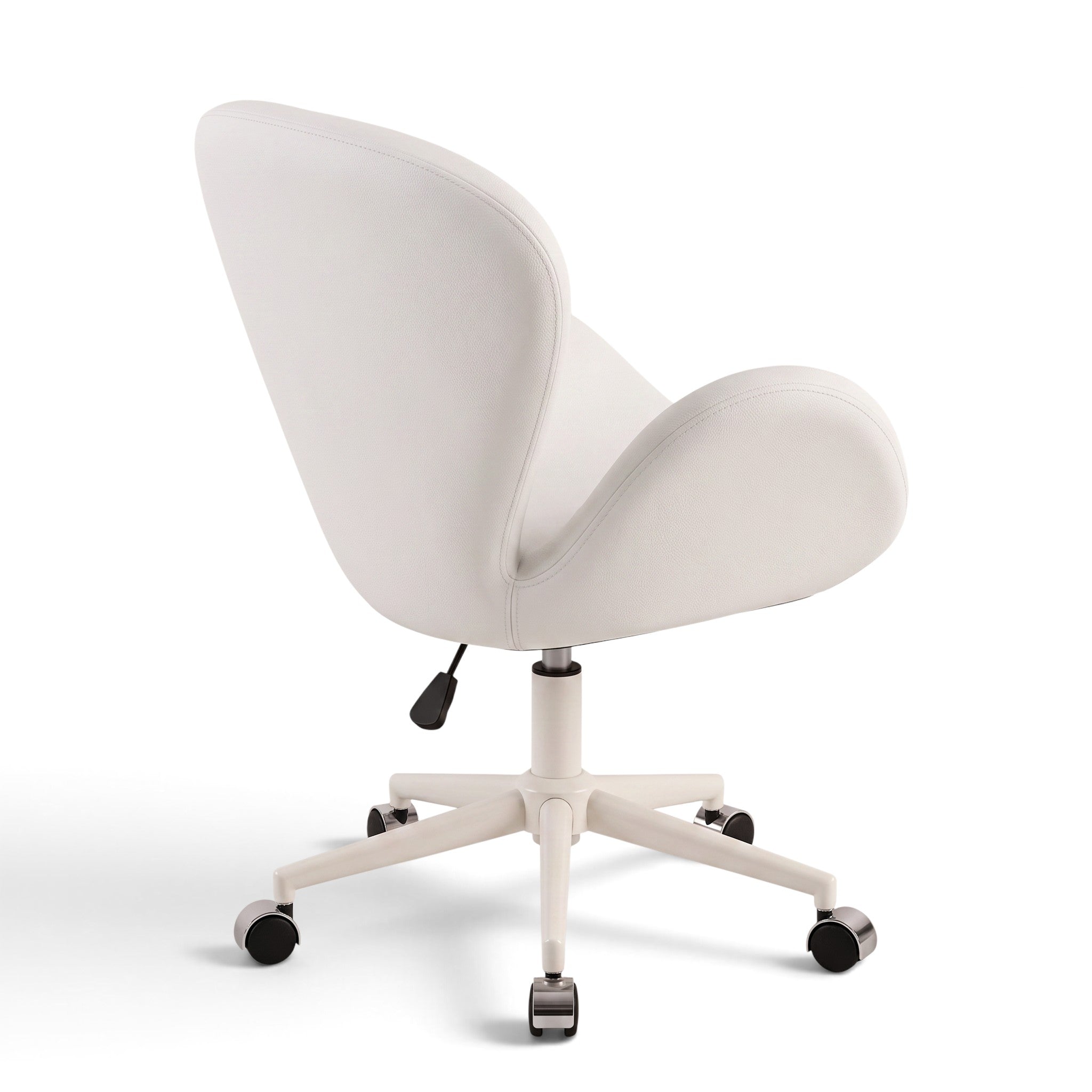MK BEAUTY BED white Swan Stool with curved backrest, gas-lift height adjustment, and five-star base with castors