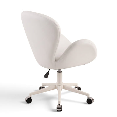 MK BEAUTY BED white Swan Stool with curved backrest, gas-lift height adjustment, and five-star base with castors